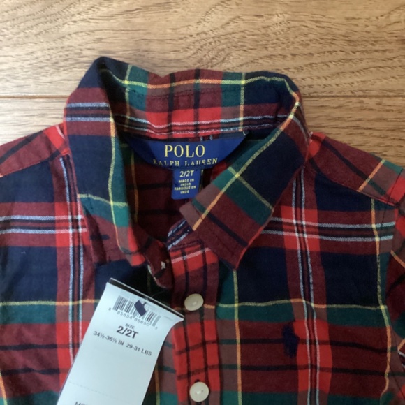NWT GIRLS Polo Ralph Lauren Plaid Shirt Dress Size 2T - Picture 2 of 4